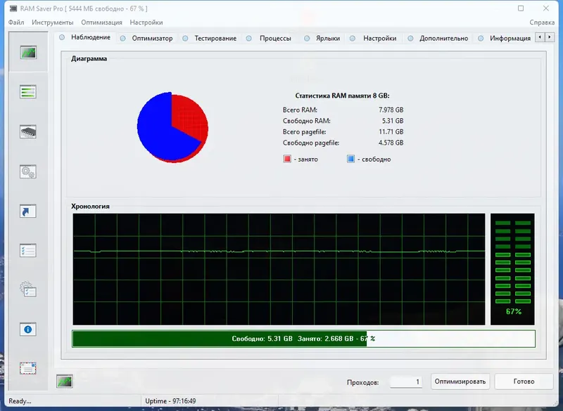 Программный интерфейс RAM Saver Professional 23.5 RePack (& Portable) by elchupacabra [Multi Ru]