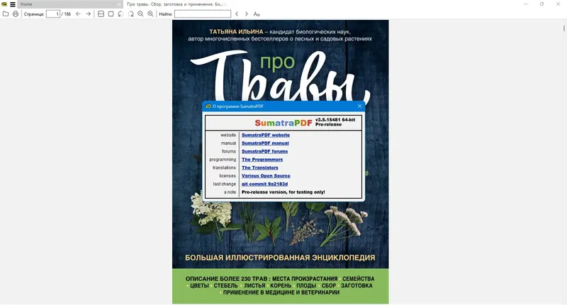 Программный интерфейс Sumatra PDF 3.5.15481 (x64) Pre-release + Portable [Multi Ru]