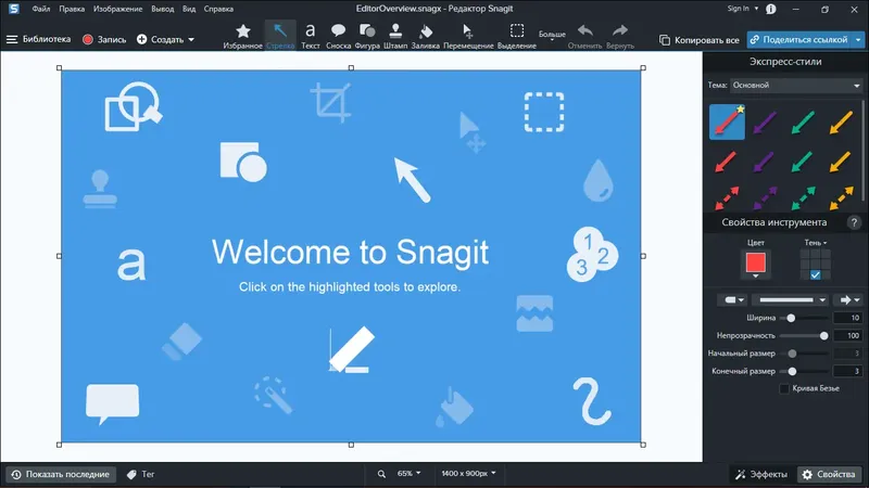 Программный интерфейс TechSmith Snagit 2023.0.3 Build 25088 (x64) RePack by elchupacabra [Multi Ru]