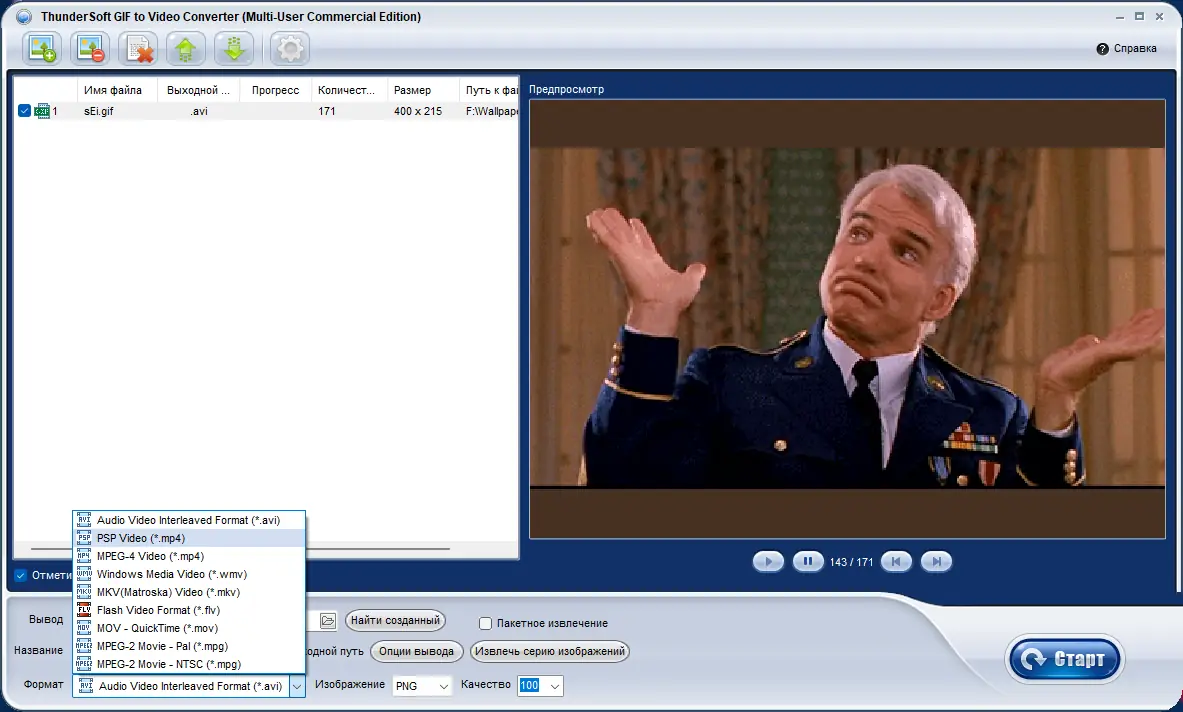 Программный интерфейс ThunderSoft GIF to Video Converter 4.4.0 (Repack & Portable) by elchupacabra [Ru En]