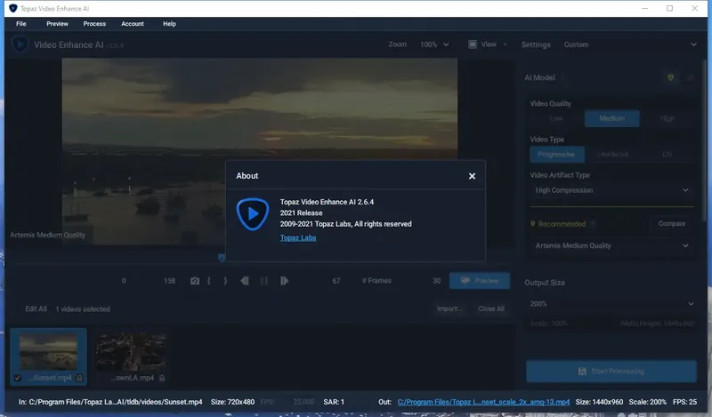 Программный интерфейс Topaz Video Enhance AI 2.6.4 RePack by KpoJIuK [En]