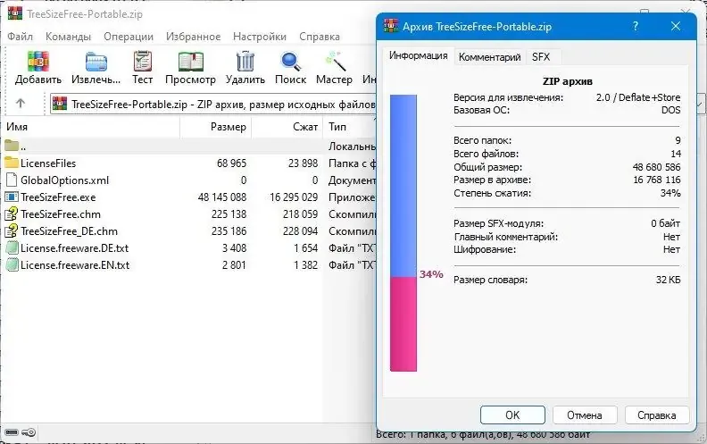 Программный интерфейс TreeSize Free 4.7.2.526 + Portable [Multi Ru]