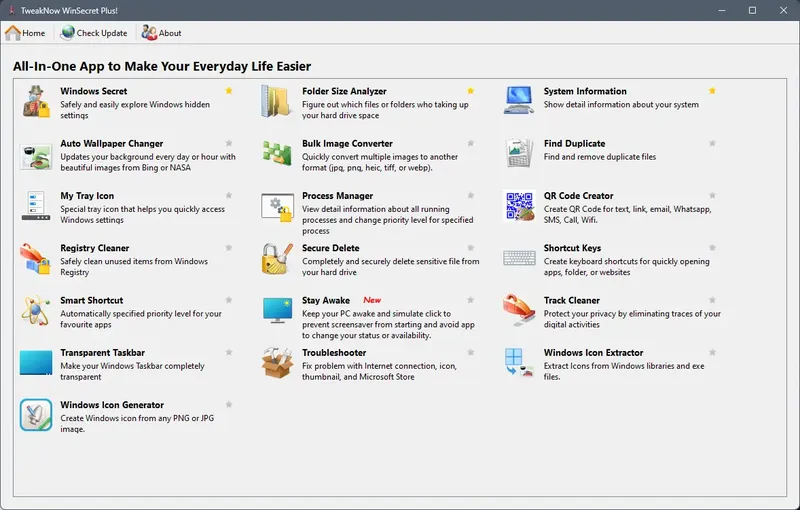 Программный интерфейс TweakNow WinSecret Plus! 4.9.10 RePack (& Portable) by elchupacabra [En]