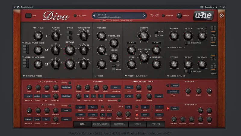 Программный интерфейс u-he - Diva 1.4.8 VSTi, VSTi 3, AAX (x86 x64) [En]