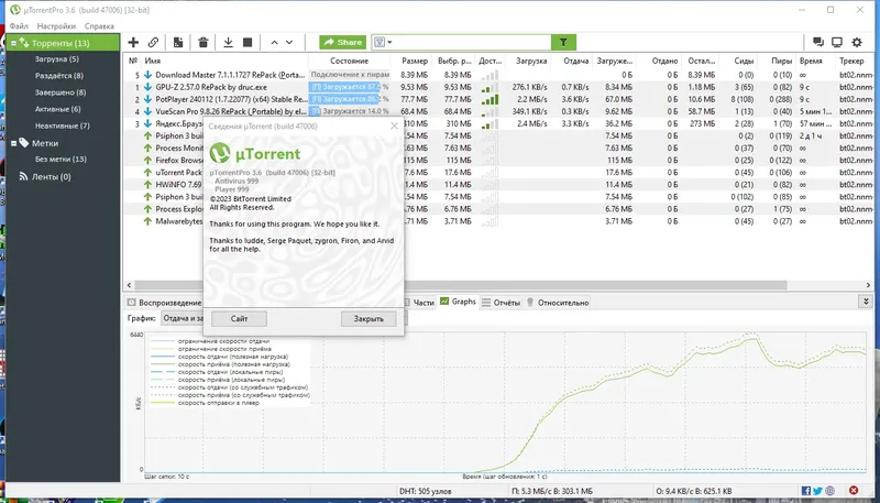 Программный интерфейс uTorrent Pro 3.6.0 Build 47006 Stable Portable by FC Portables [Multi Ru]