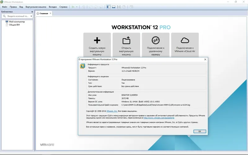 Программный интерфейс VMware Workstation 12 Pro 12.5.2 Build 4638234 Lite + VMware-tools 10.0.10 (2016) RePack