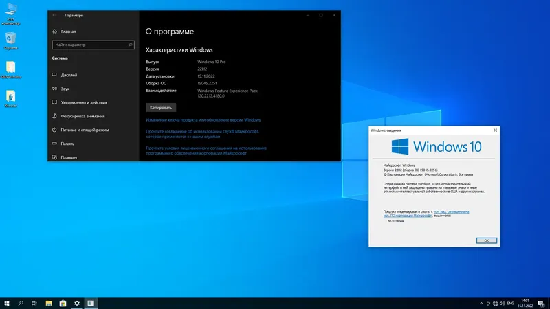 Программный интерфейс Windows 10 Pro 22H2 (build 19045.2251) x64 by BoJlIIIebnik [Ru]