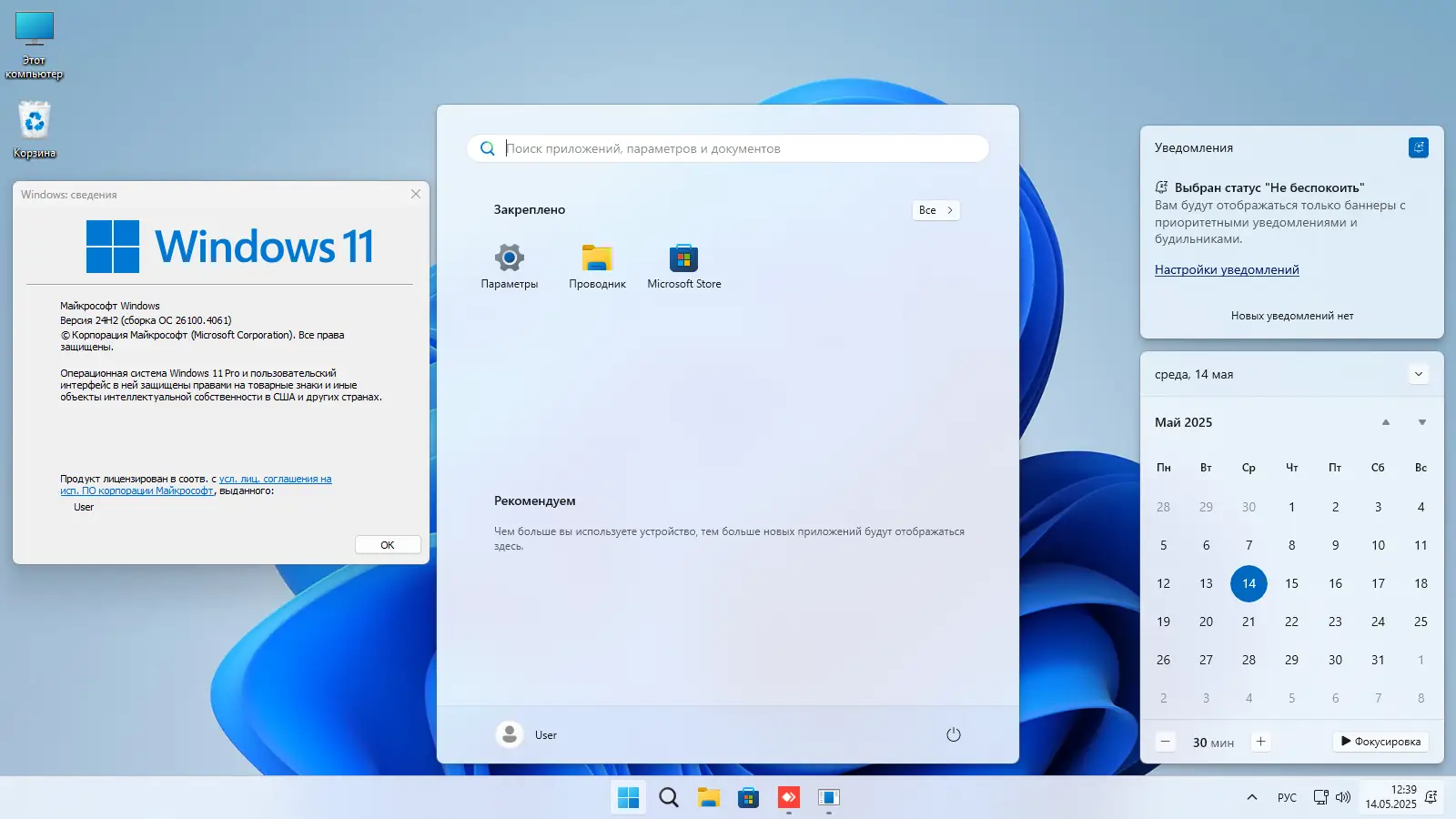 Программный интерфейс Windows 11 Pro VL x64 24Н2 (build 26100.4061) by ivandubskoj 14.05.2025 [Ru]