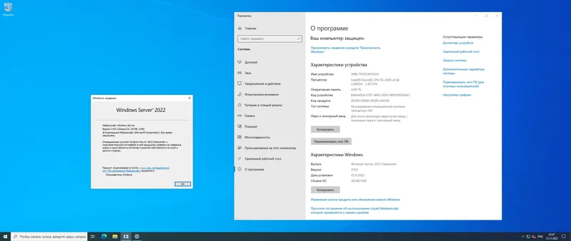 Программный интерфейс Windows Server 2022 LTSC, Version 21H2 Build 20348.1249 (Updated November 2022) - Оригинальные образы от Microsoft MSDN [Ru En]