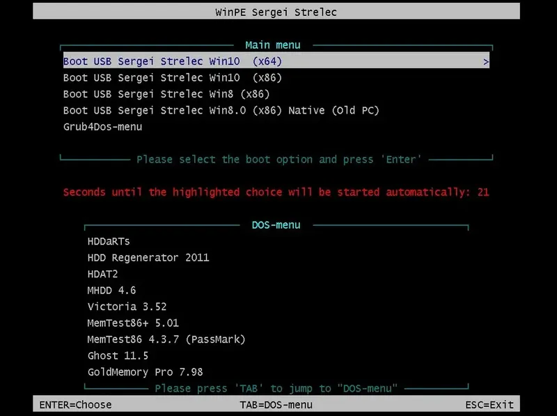 Программный интерфейс WinPE 10-8 Sergei Strelec (x86 x64 Native x86) 2022.12.07 [En]