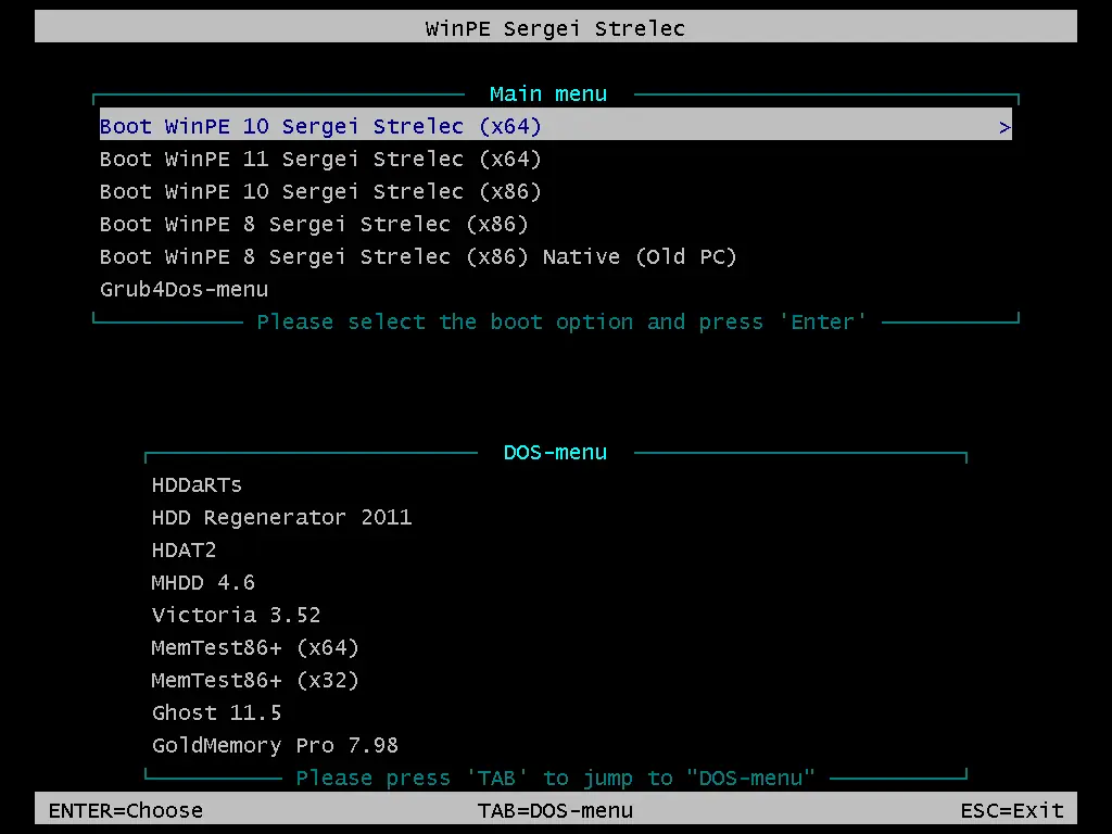 Программный интерфейс WinPE 11-10-8 Sergei Strelec (x86 x64 Native x86) 2023.02.28 [En]