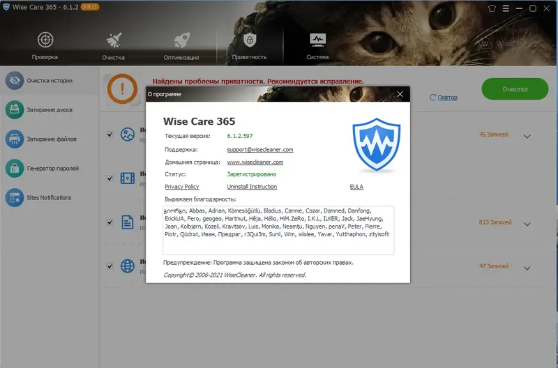 Программный интерфейс Wise Care 365 Pro 6.1.2.597 RePack (& Portable) by 9649 [Multi Ru]