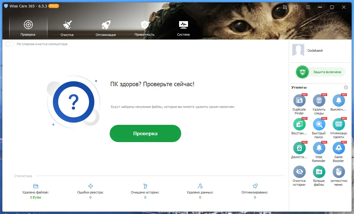 Программный интерфейс Wise Care 365 Pro 6.5.3.625 RePack (& Portable) by Dodakaedr [Multi Ru]