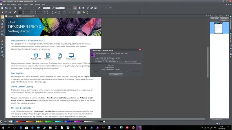 Программный интерфейс Xara Designer Pro X 15.0.0.52427 (64bit) (2018) Английский