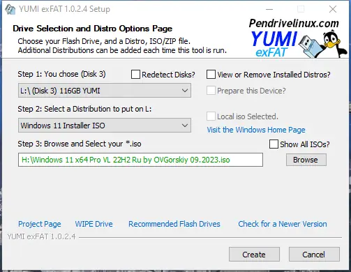 Программный интерфейс Your Universal MultiBoot Installer exFAT (BIOS & UEFI USB Boot) 1.0.2.4 Portable [En]