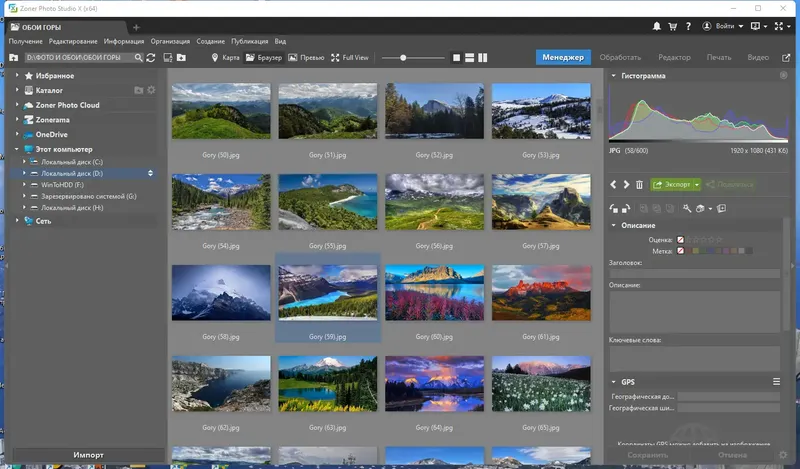 Программный интерфейс Zoner Photo Studio X 19.2303.2.445 RePack by KpoJIuK [Ru En]