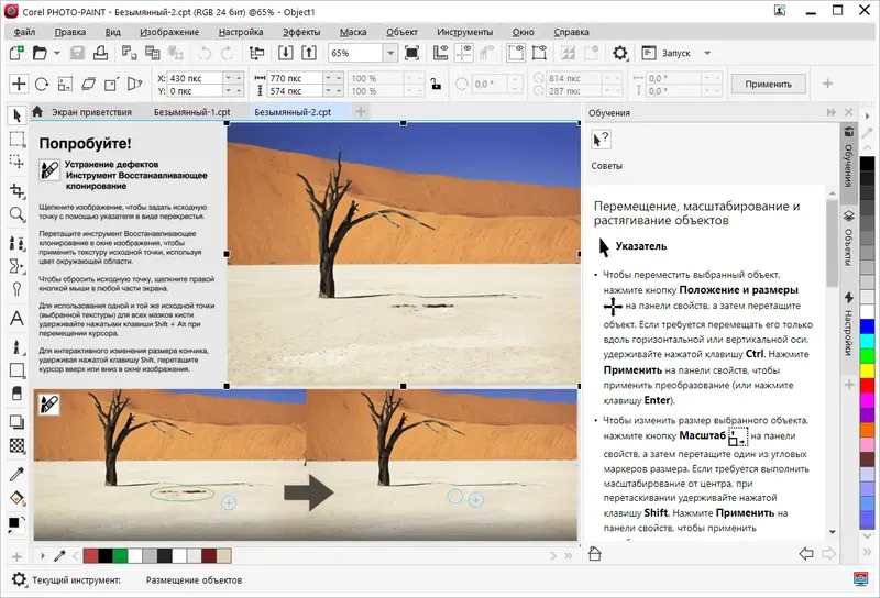Работа с приложением