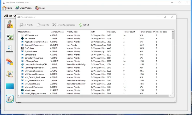 Работа с приложением