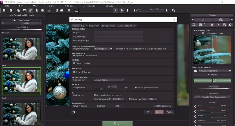 Работа с приложением
