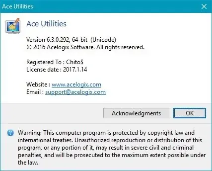 Установка Ace Utilities 6.3.0 Build 292 (2017) Английский