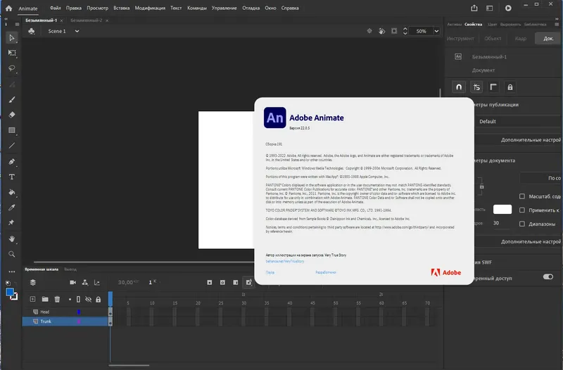 Установка Adobe Animate 2022 22.0.5.191 RePack by KpoJIuK [Multi Ru]