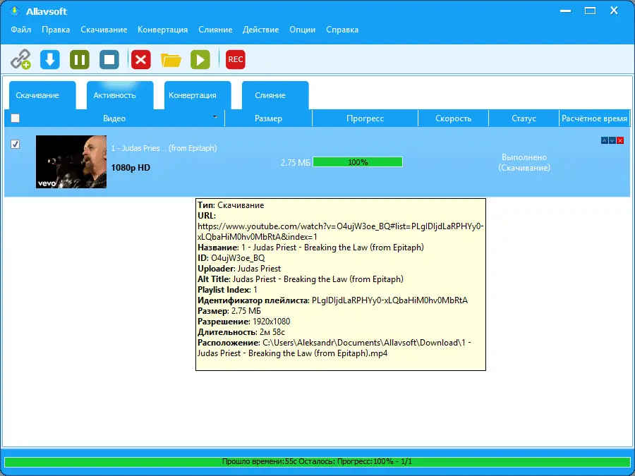 Установка Allavsoft Video Downloader Converter 3.28.1.9305 RePack (& Portable) by elchupacabra [Multi Ru]