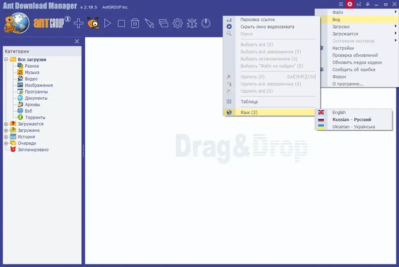 Установка Ant Download Manager Pro 2.10.5 Build 86416 RePack (& Portable) by elchupacabra [Multi Ru]