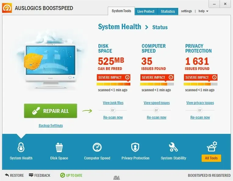Установка AusLogics BoostSpeed 6.5.4.0 RePack (& Portable) by KpoJIuK (2014) Английский