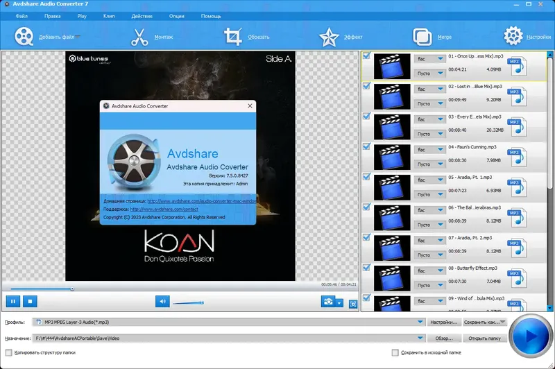Установка Avdshare Audio Converter 7.5.0.8427 RePack (& Portable) by TryRooM [Multi Ru]