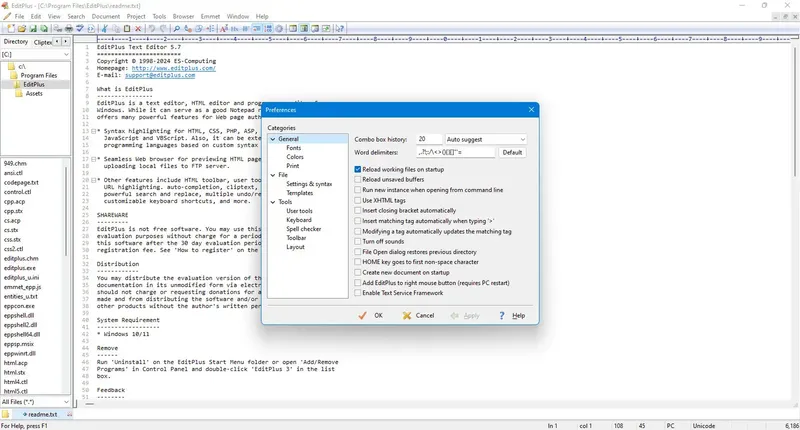 Установка EditPlus 5.7.0 build 4352 + EditPlus 5.7.0 patch 4587 [En]