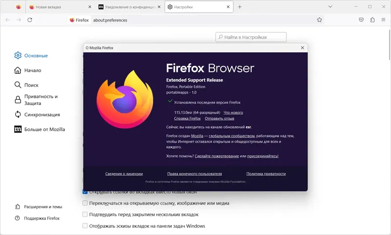 Установка Firefox Browser ESR 115.13.0 Portable by PortableApps [Ru]