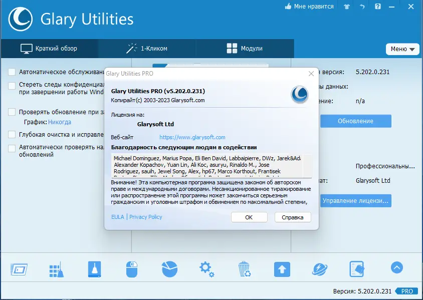 Установка Glary Utilities Pro 5.202.0.231 RePack (& Portable) by elchupacabra [Multi Ru]