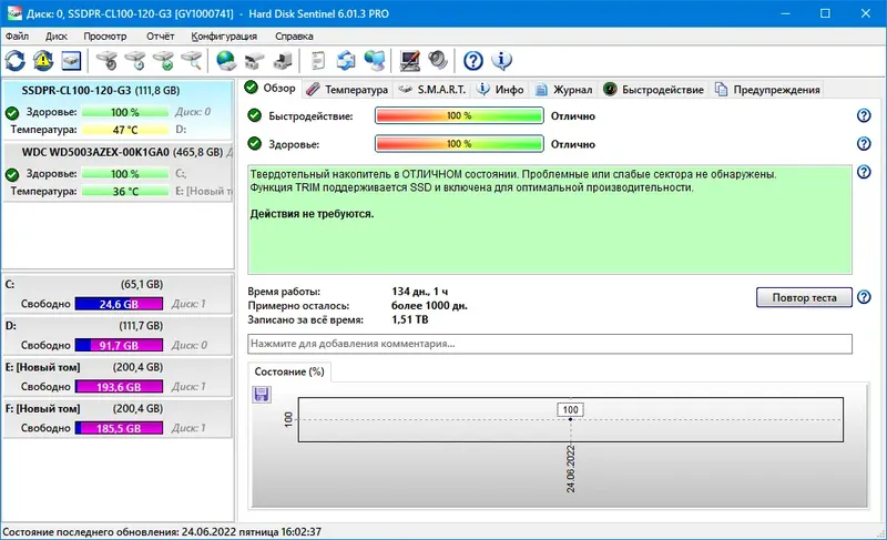 Установка Hard Disk Sentinel Pro 6.01.3 Build 12540 Beta [Multi Ru]