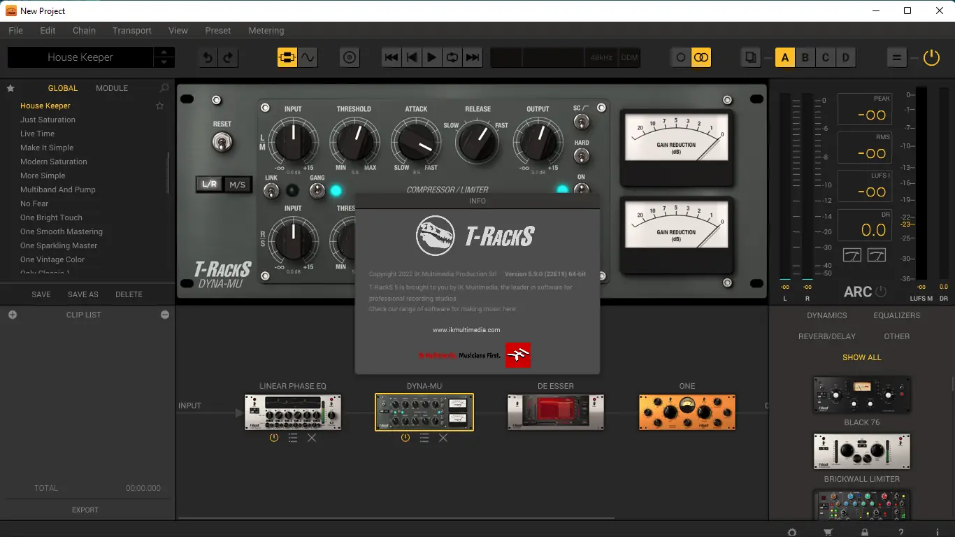 Установка IK Multimedia - T-RackS 5 Complete 5.9.0 STANDALONE, VST, VST3, AAX (x64) [En]