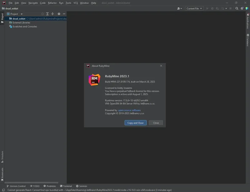 Установка JetBrains RubyMine 2023.1