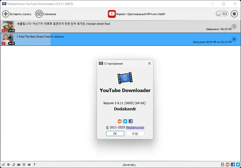 Установка MediaHuman YouTube Downloader 3.9.11 (0605) RePack (& Portable) by Dodakaedr [Multi Ru]