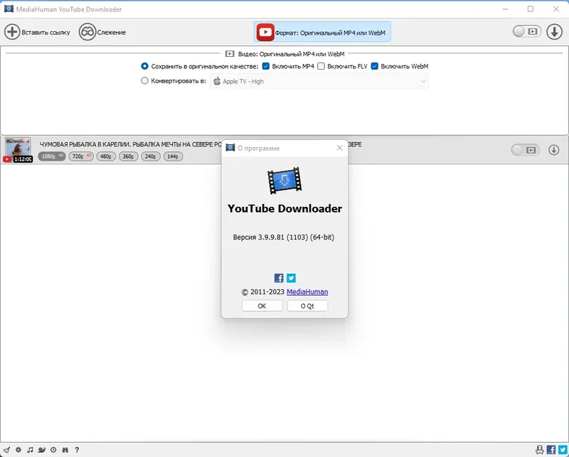 Установка MediaHuman YouTube Downloader 3.9.9.81 (1103) RePack (& Portable) by Dodakaedr [Ru En]