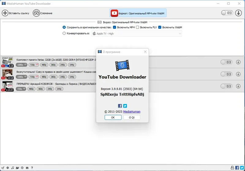 Установка MediaHuman YouTube Downloader 3.9.9.81 (2503) RePack (& Portable) by elchupacabra [Multi Ru]