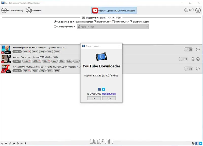 Установка MediaHuman YouTube Downloader 3.9.9.85 (1309) RePack (& Portable) by TryRooM [Multi Ru]