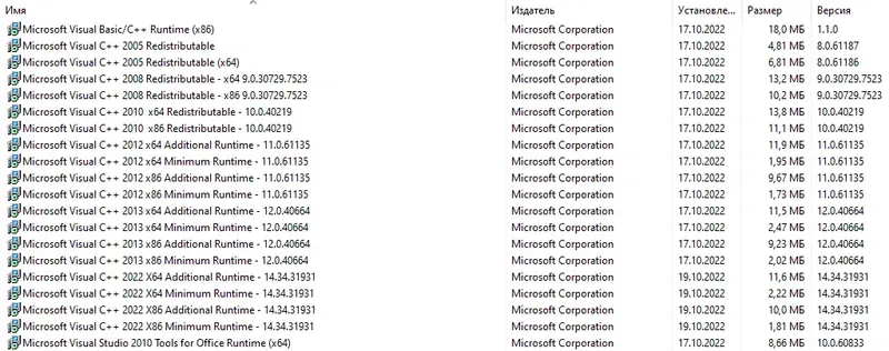 Установка Microsoft Visual C++ Runtimes AIO v0.64.0 x86-x64 Repack by abbodi1406 [Multi Ru]