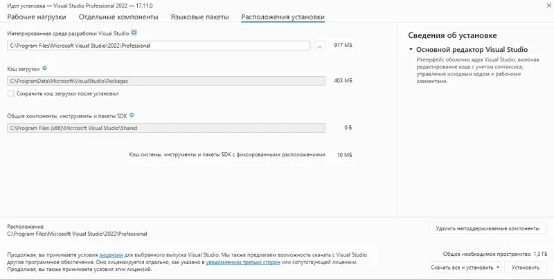 Установка Microsoft Visual Studio 2022 Professional 17.11.0 (Offline Cache) [Ru En]
