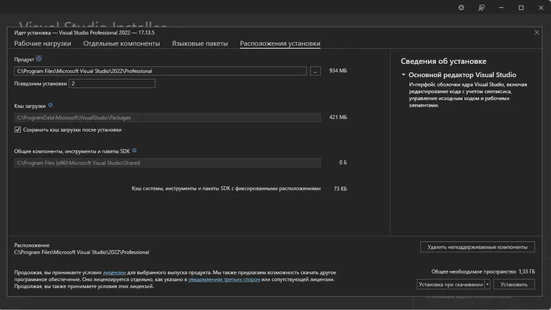 Установка Microsoft Visual Studio 2022 Professional 17.13.5 (Offline Cache) [Ru En]