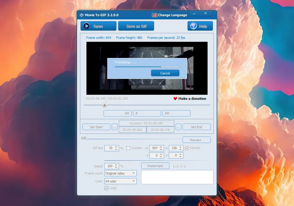 Установка Movie To GIF 3.2.0.0 Portable by FC Portables [Multi]