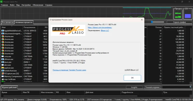 Установка Process Lasso Pro 15.1.1.1 Beta RePack (& Portable) by elchupacabra [Multi Ru]