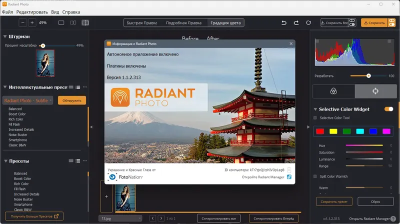 Установка Radiant Photo 1.1.2.313 RePack (& Portable) by elchupacabra [Multi Ru]