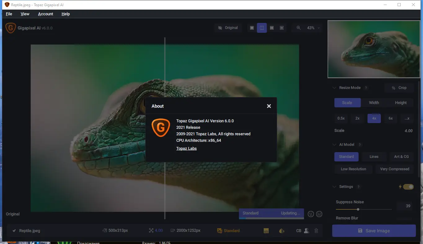 Установка Topaz Gigapixel AI 6.0.0 RePack (& Portable) by elchupacabra [En]