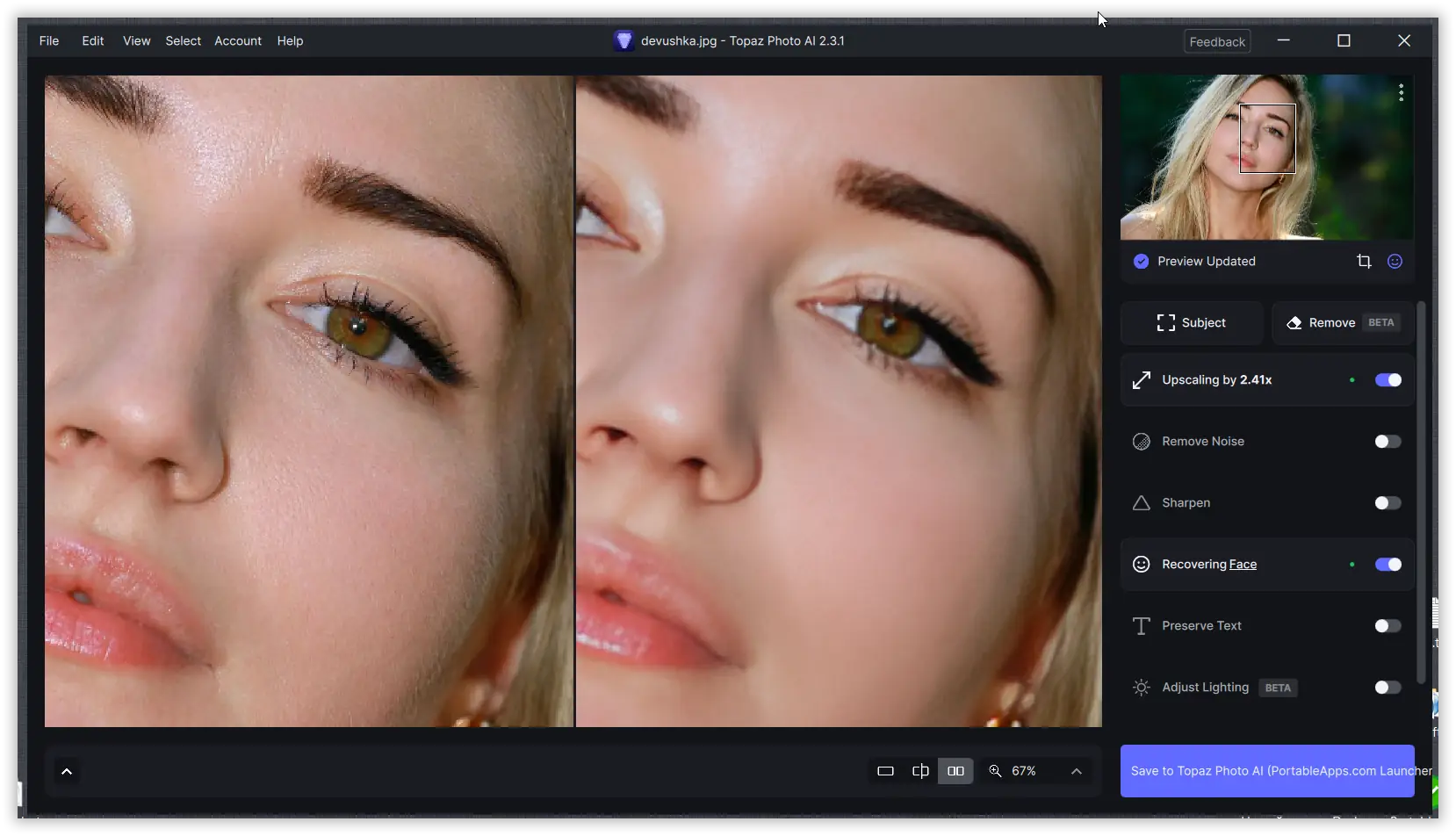 Установка Topaz Photo AI 2.3.1 (x64) Portable by 7997 [En]