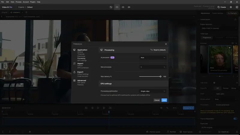 Установка Topaz Video AI Pro 6.1.0.5.b (x64) Beta [En]