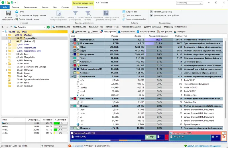 Установка TreeSize Professional 9.4.0.2000 (x64) RePack (& Portable) by elchupacabra (04.02.2025) [Multi Ru]