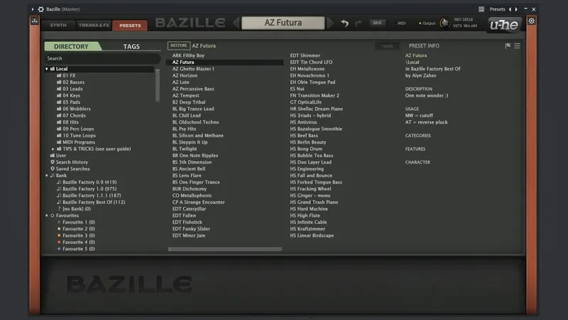 Установка u-he - Bazille 1.1.3 VSTi, VSTi 3, AAX (x86 x64) [En]